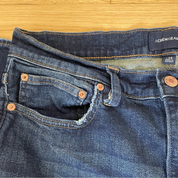 J Crew Jeans Men 32x32 Straight Slim Blue Denim Kurabo Cotton Dark Wash - Picture 6 of 10